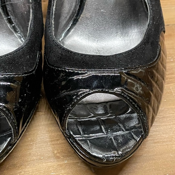 Guess Black High Heels Peek Open Toe Size 6 - Picture 13 of 16